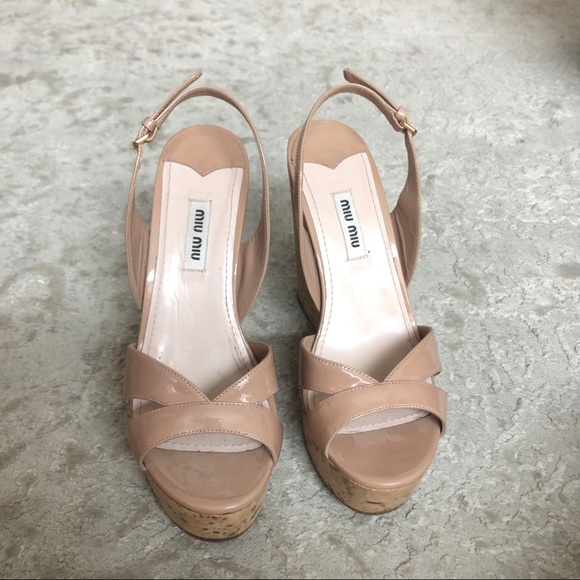 Miu Miu nude patent leather wedges in amazing condition! - Picture 1 of 4